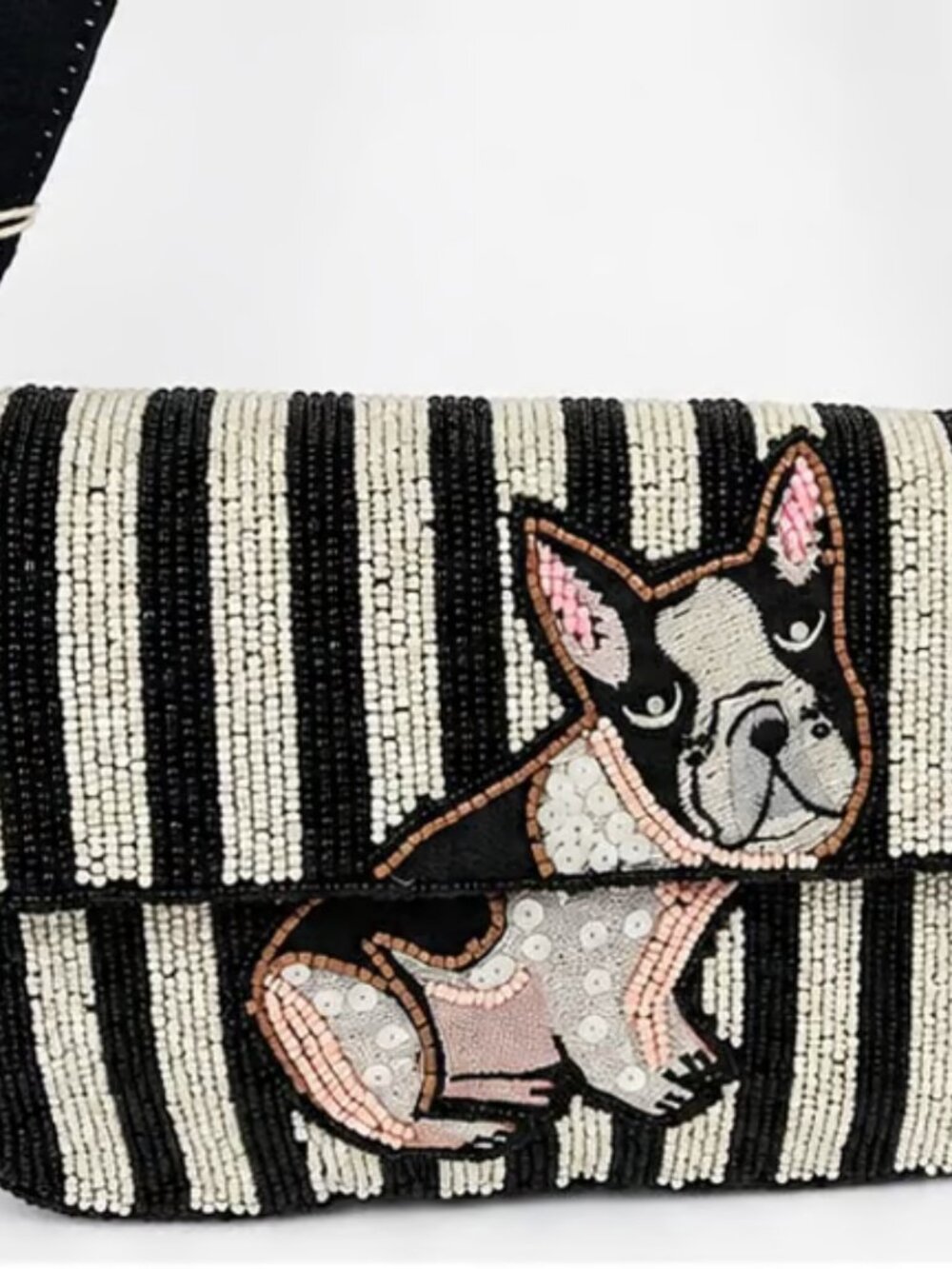 Viral Beaded Bag Sol and Mer French Bulldog Frenchie Dog Handmade India NWT